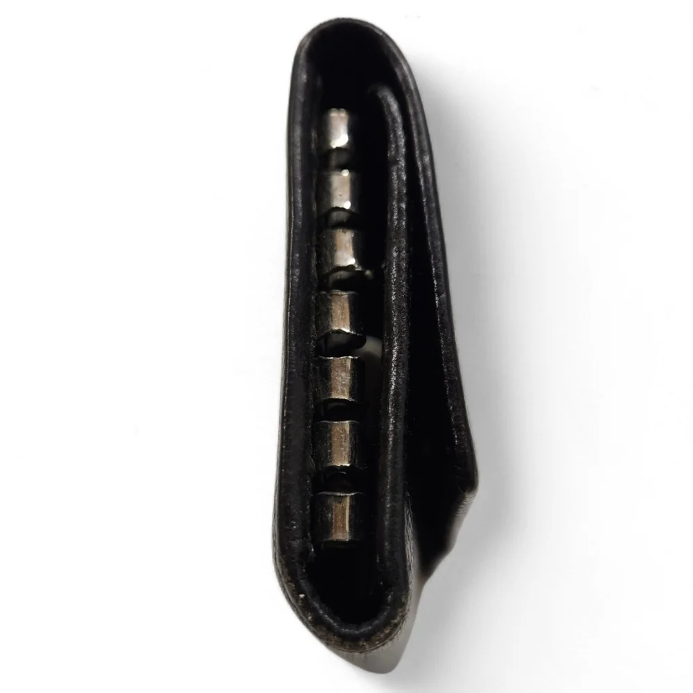 BVLGARI Leather Keyholder Wallet In Black Leather And Silver